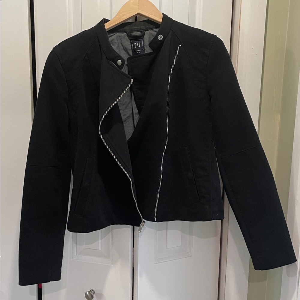 GAP Black Biker Jacket with Silver Accents